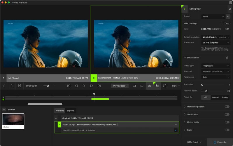 topaz video enhancer preview