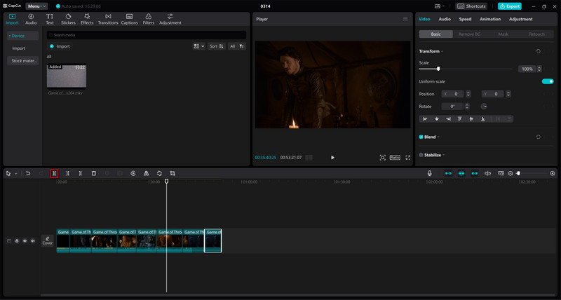 split mkv with capcut