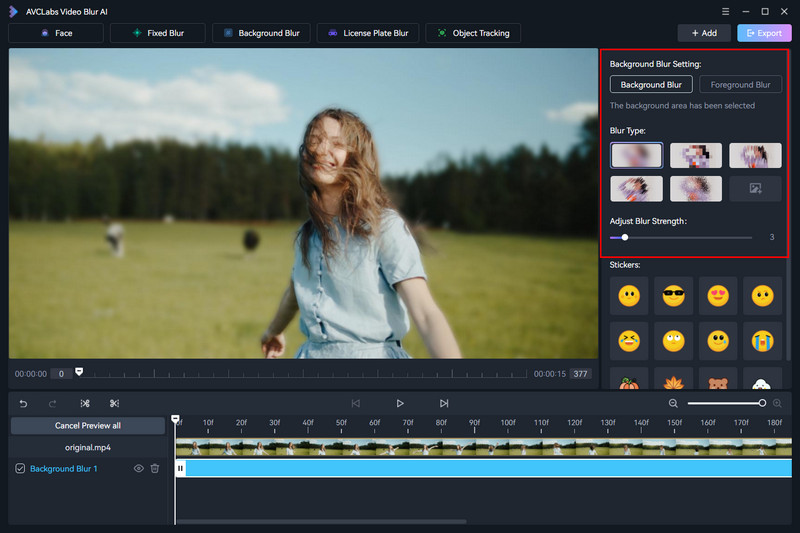 blur background in video