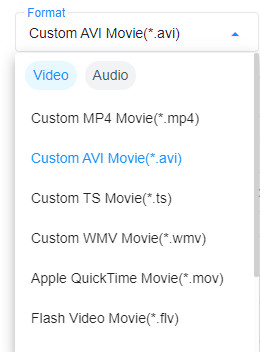 select video format